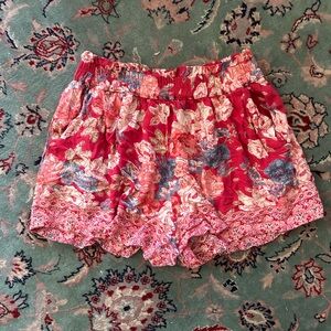 Red floral shorts